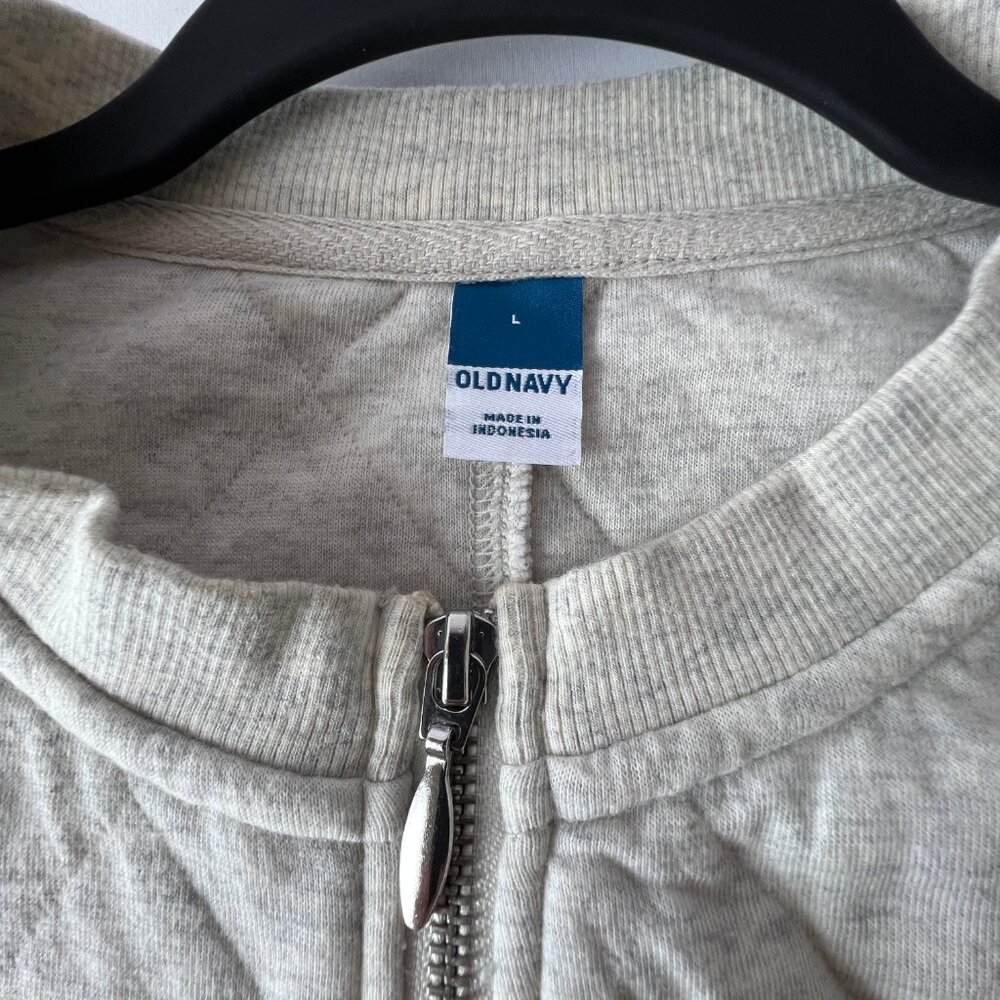 Old Navy Sweatshirt 1/2" Zip, Quilted, Oatmeal Heather Cream, Sz Large LN! - Picture 5 of 11